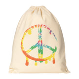 Dripping Paint Tie Dye PEACE SIGN Drawstring Canvas Backpack