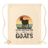 EASILY DISTRACTED BY GOATS Drawstring Canvas Backpack