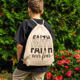 FAITH OVER FEAR Drawstring Canvas Backpack