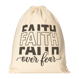 FAITH OVER FEAR Drawstring Canvas Backpack