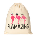 FLAMAZING FLAMINGOS Drawstring Canvas Backpack