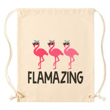 FLAMAZING FLAMINGOS Drawstring Canvas Backpack