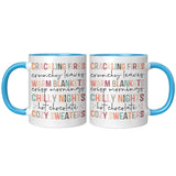 Fall Stuff, Fires, Sweaters, Hot Chocolate...11oz Plain or Color Accent Coffee Mug