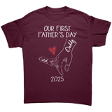 First_Fathers_Day_Personalized_T-Shirt__Maroon_Front_Mockup.png