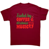 Fueled by Coffee and Christmas Music Unisex T-Shirt
