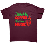 Fueled by Coffee and Christmas Music Unisex T-Shirt