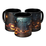 Halloween Jack O'Lantern Design 11oz Black Ceramic Coffee Mug