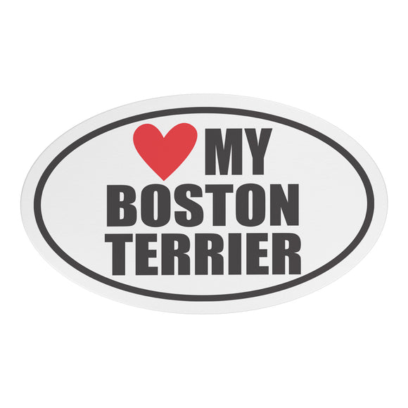 I Heart My BOSTON TERRIER Euro CAR MAGNET, Love My BOSTON TERRIER