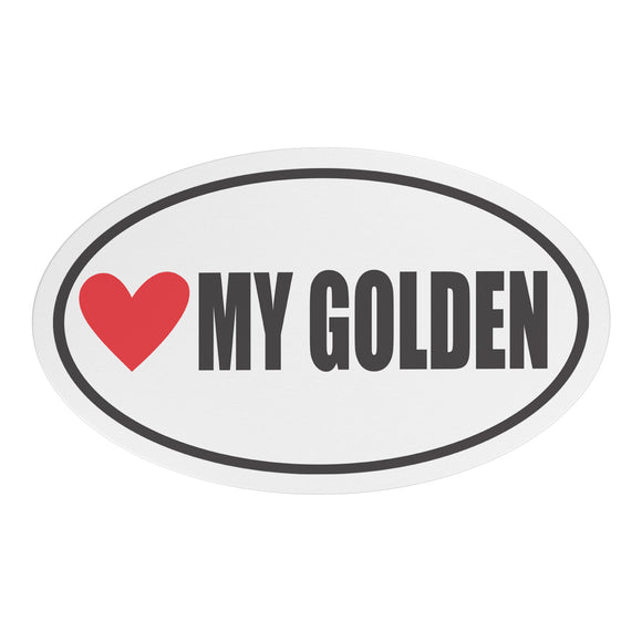 I Heart My GOLDEN Euro CAR MAGNET, Love My GOLDEN RETRIEVER