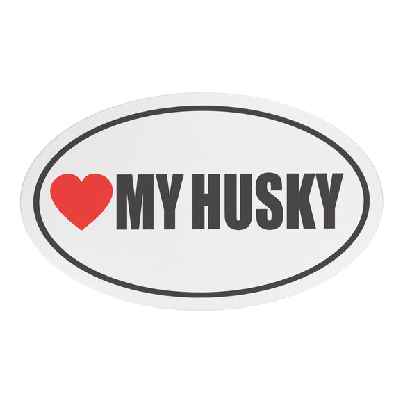 I Heart My HUSKY Euro CAR MAGNET, Love My Husky