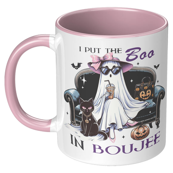 I Put the BOO in Boujee 11oz Color Accent or Plain White Coffee Mug