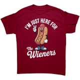 Im_Just_Here_for_the_Wieners_Unisex_T-S_Cardinal_Red_Front_Mockup.png