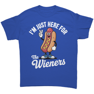 Im_Just_Here_for_the_Wieners_Unisex_T-S_Royal_Front_Mockup.png