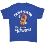 Im_Just_Here_for_the_Wieners_Unisex_T-S_Royal_Front_Mockup.png