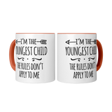 I'm The Youngest, The Rules Don't Apply to Me 11oz Color Accent Coffee Mug