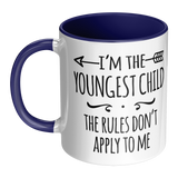 I'm The Youngest, The Rules Don't Apply to Me 11oz Color Accent Coffee Mug
