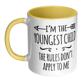 I'm The Youngest, The Rules Don't Apply to Me 11oz Color Accent Coffee Mug