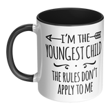 I'm The Youngest, The Rules Don't Apply to Me 11oz Color Accent Coffee Mug