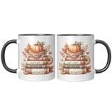 JUST A GIRL WHO LOVES FALL 11oz COFFEE MUG, Plain White or Color Accent