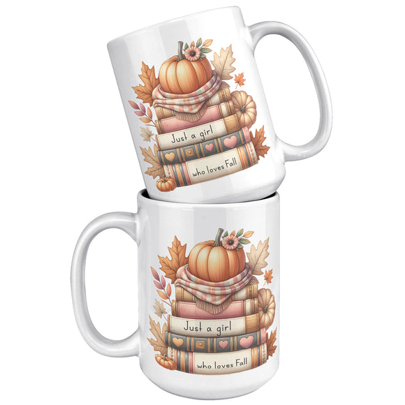 JUST A GIRL WHO LOVES FALL 15oz COFFEE MUG