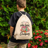 Just a Girl Who Loves CAMPING Drawstring Canvas Backpack