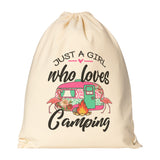 Just a Girl Who Loves CAMPING Drawstring Canvas Backpack