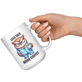 LESS TALK MORE COFFEE Owl in PJs 15oz COFFEE MUG