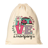 LOVE CAMPING Drawstring Canvas Backpack