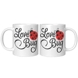 Love Bug Ladybug 11oz Coffee Mug, Plain White or Color Accent