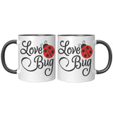 Love Bug Ladybug 11oz Coffee Mug, Plain White or Color Accent