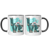 Love Gnome Plaid Love 11oz Coffee Mug, Plain White or Color Accent