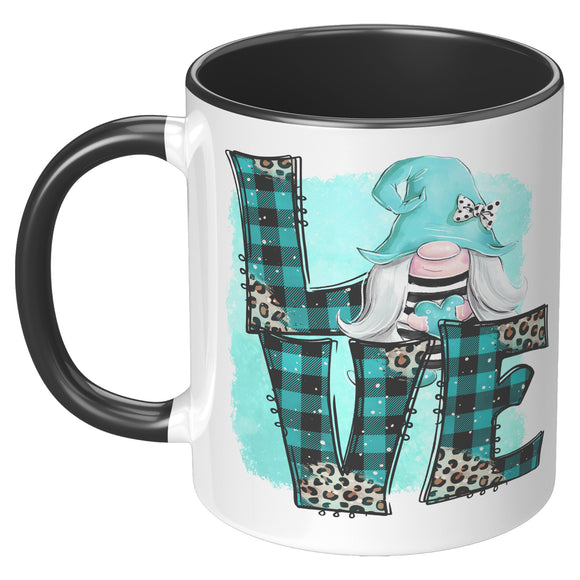 Love Gnome Plaid Love 11oz Coffee Mug, Plain White or Color Accent