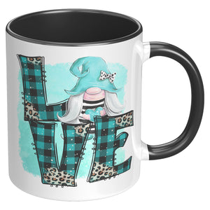 Love Gnome Plaid Love 11oz Coffee Mug, Plain White or Color Accent