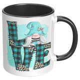 Love Gnome Plaid Love 11oz Coffee Mug, Plain White or Color Accent