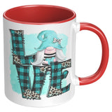 Love Gnome Plaid Love 11oz Coffee Mug, Plain White or Color Accent