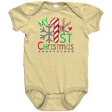 My First Christmas Short Sleeve Baby Snap Bodysuit Onesie