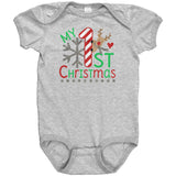 My First Christmas Short Sleeve Baby Snap Bodysuit Onesie