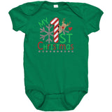 My First Christmas Short Sleeve Baby Snap Bodysuit Onesie