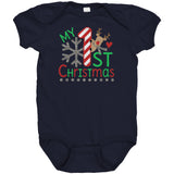 My First Christmas Short Sleeve Baby Snap Bodysuit Onesie