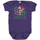 My First Christmas Short Sleeve Baby Snap Bodysuit Onesie