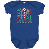 My First Christmas Short Sleeve Baby Snap Bodysuit Onesie