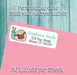 Personalized Cute SNAIL MAIL Return ADDRESS Labels, 30 per sheet