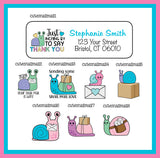 Personalized Cute SNAIL MAIL Return ADDRESS Labels, 30 per sheet