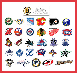 Personalized Hockey Address Labels Return Address Labels, sports teams - J & S Graphics