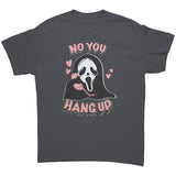 No You Hang Up Ghost Mask Halloween Unisex T-Shirt, Retro Worn Look Design