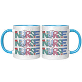 Nurse Doodle 11oz Coffee Mug, Plain White or Color Accent