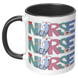 Nurse Doodle 11oz Coffee Mug, Plain White or Color Accent