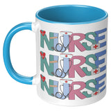 Nurse Doodle 11oz Coffee Mug, Plain White or Color Accent