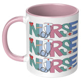 Nurse Doodle 11oz Coffee Mug, Plain White or Color Accent