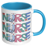 Nurse Doodle 11oz Coffee Mug, Plain White or Color Accent